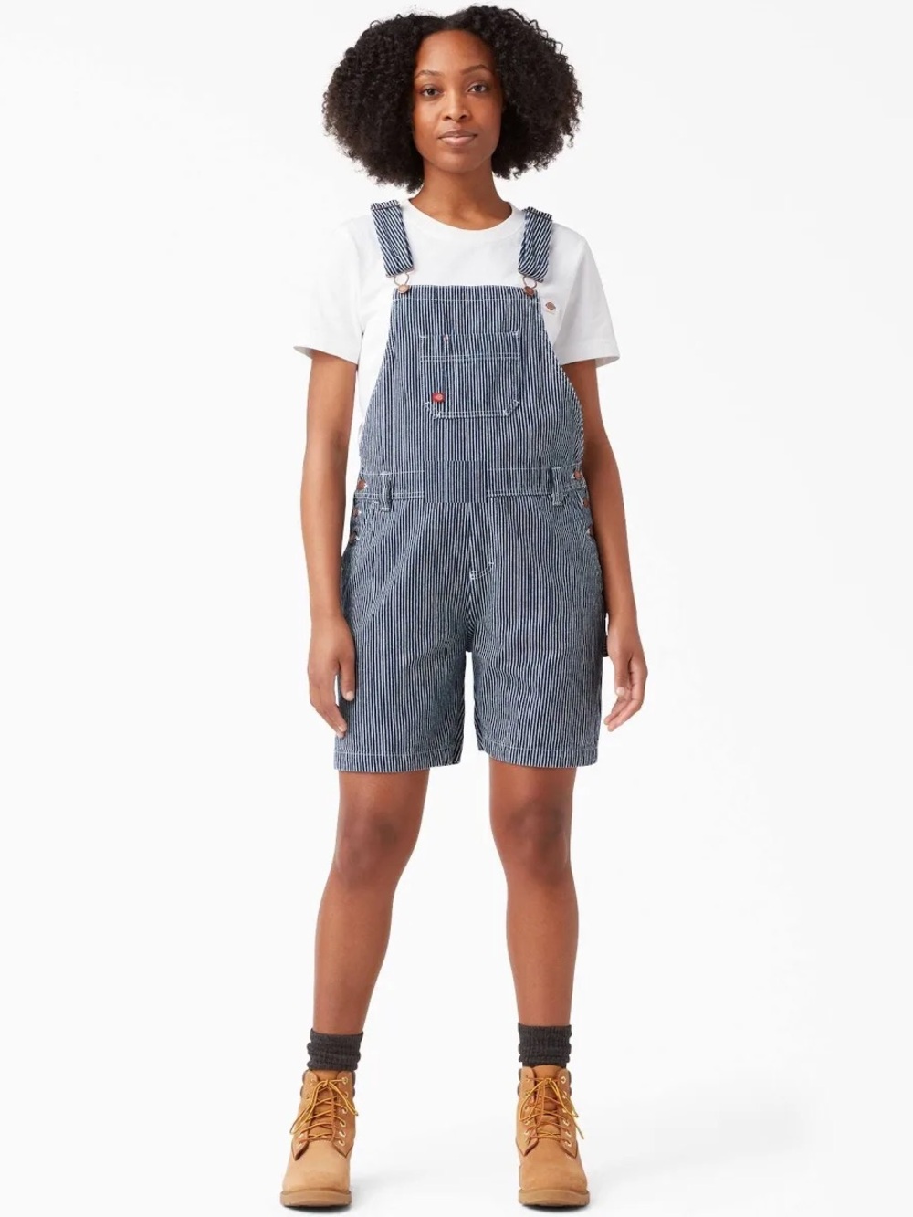 Dickies bib shortall relaxed fit striped jeans sz  xs nwt